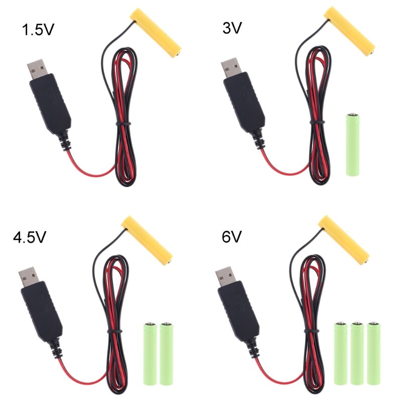 Eu Plug Usb Voeding Adapter Converteren Naar Aaa Batterij Eliminator Kan Vervangen 1-4 Stuks 1.5V LR03 aaa Batterij Eliminatie Voor