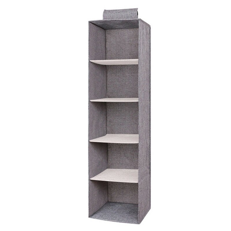 Katoen Kast Garderobe Kast Organizer Opknoping Pocket Lade Kleding Opslag Kleding Home Organisatie: 5 Layer Gray