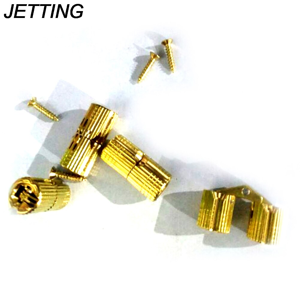 4PCS 8mm Copper Barrel Hinges Cylindrical Hidden Cabinet Concealed Invisible Brass Hinges Mount For Furniture Hardware