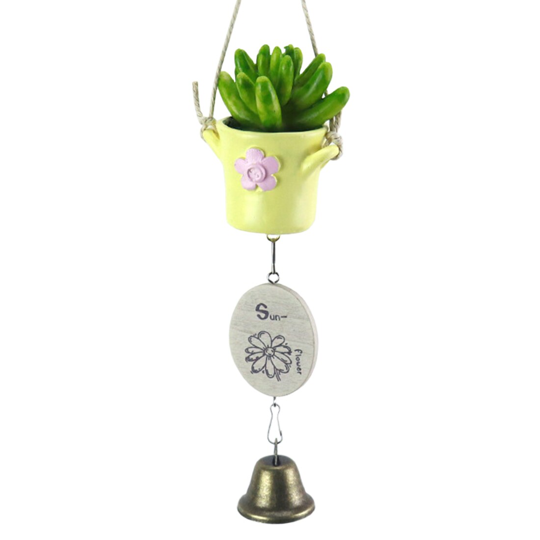 Simulation Country Style Potted Plant Wind Chimes Hanging Style Bells For Window Decor To Friend-White/Yellow/Pink: 2