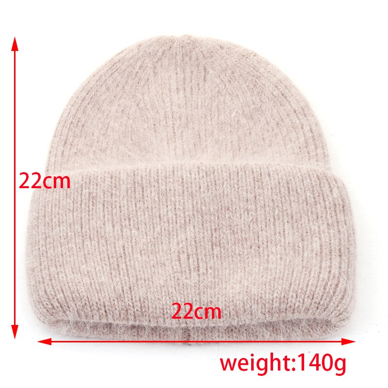 Vrouwen Hoeden Winter Gebreide Hoed Angola Konijnenbont Beanie Bonnet Meisje Hoed Herfst Vrouwelijke Cap Warm Houden mode Caps