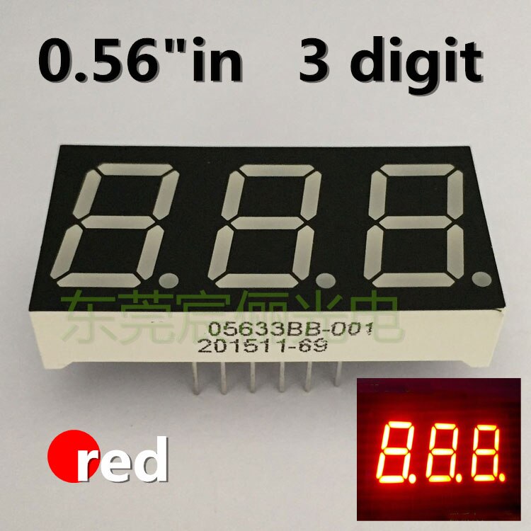 0.56 inch RED 3 digit LED Display Module Common ANODE DIP digital tube 7 Segment 3 Digital LED Display