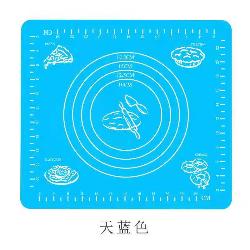 Multi-size Food Grade Silicone Kneading Pad, Baking Silicone Pad, Thickened Scaled Heat Insulation Chopping Board and Dough Pad: 29X26CM-Blue