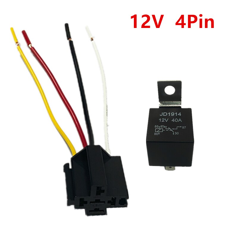 Waterproof Automotive Relay for 12V 24V 4Pin 5Pin 4P 5P 40A Car Relay With Copper Terminal Auto Relay Socket: 12V 4P