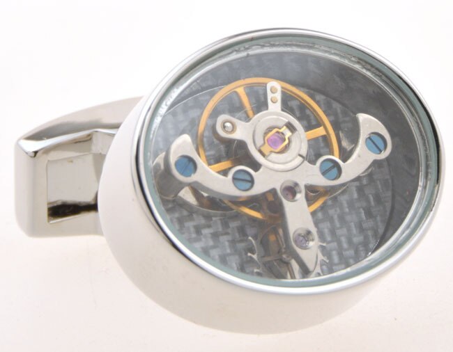 Lepton relógio mecânico funcional, turbilhão de abotoaduras masculino, botões de punho francês para homens, presente com frete grátis