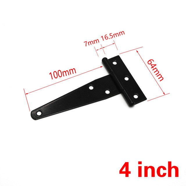 1 Pc 3/4/5/6/8 inch Black Paint T Shape Triangle Hinge Cabinet Shed Wooden Door Gate Hinges Hardware: 4 Inch