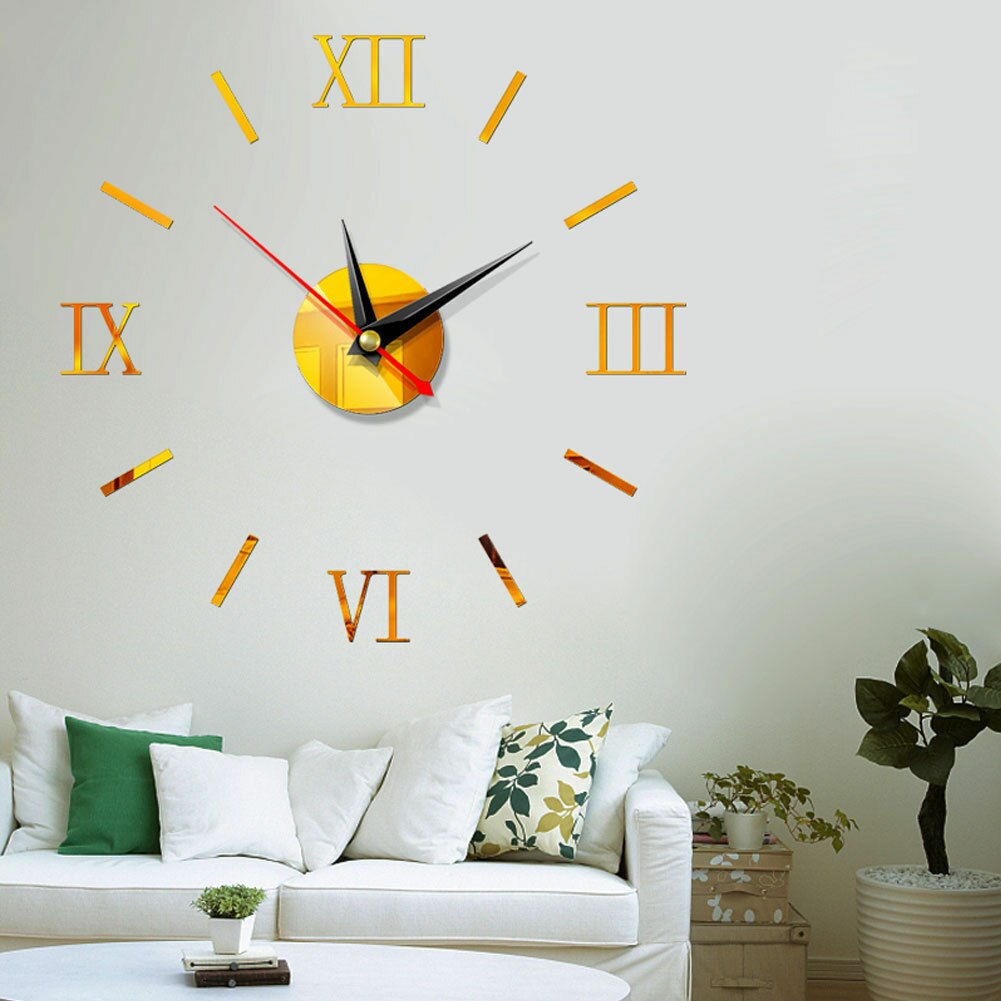 Nouvelle offre spéciale 3D grand miroir horloge murale bricolage Quartz montre nature morte horloges moderne décoration de la maison salon autocollants