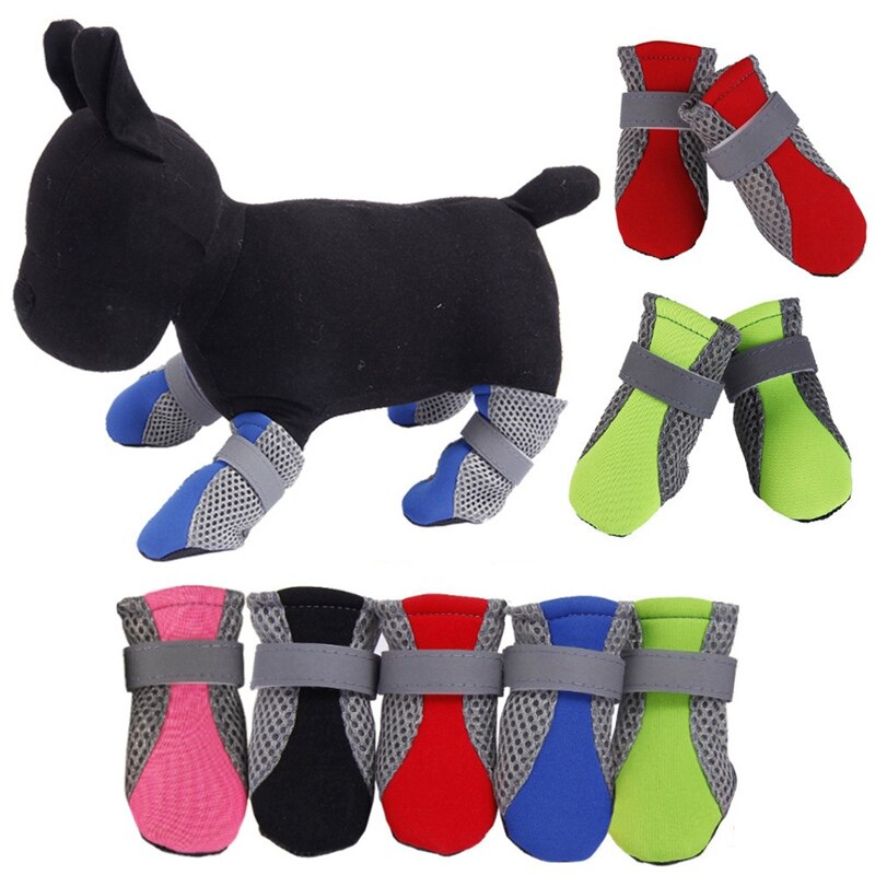Comfortable Breathable Dog Shoes Anti-slip Pet Boots Paw Protector Reflective Straps Dog Teddy Cute Breathable Net Shoes