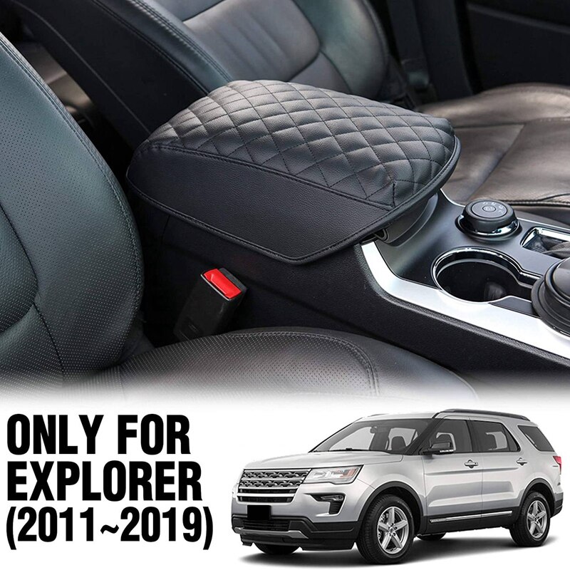 Past Voor Ford Explorer Leather Center Console Deksel Armsteun Cover Zwarte Auto Interieur: Default Title