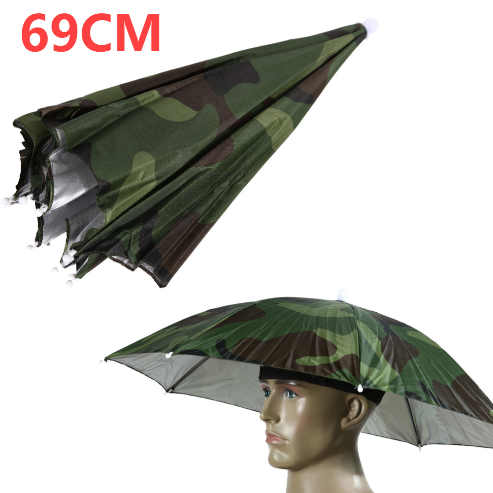 Parapluhoed Handsfree vismuts 27 inch diameter Opvouwbare hoofddeksels Paraplu voor zon, regen, strand, golf, vissen, wandelen