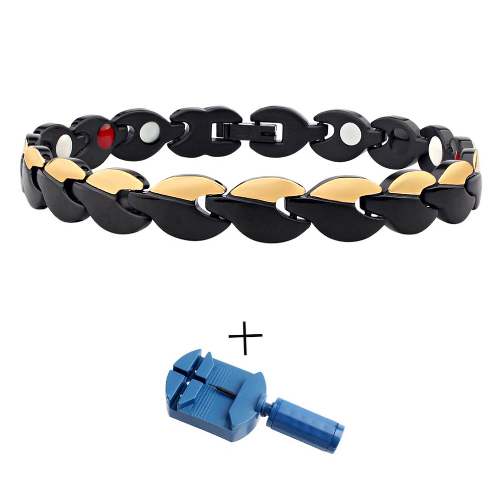 Cienki4U B379 bransoleta ze stali nierdzewnej bransoletka przeciw zmęczeniu dla kobiet mężczyzn magnetyczna bransoletka lecznicza: Black2