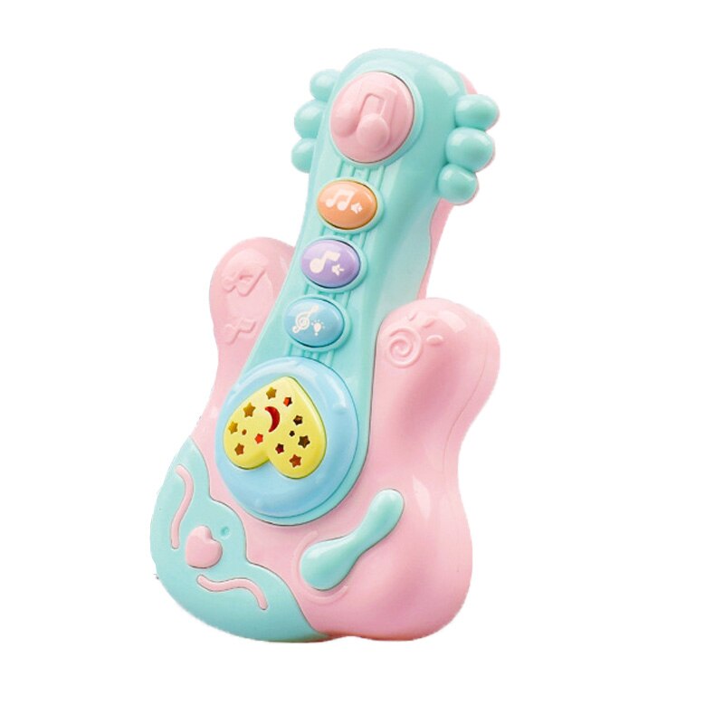 Kleurrijke Projectie Muzikale Baby Rammelaars Speelgoed Knipperende Hand Bells Baby Speelgoed Zuigeling Digitale Grafische Cognitie Educatief Speelgoed: Blue music guitar