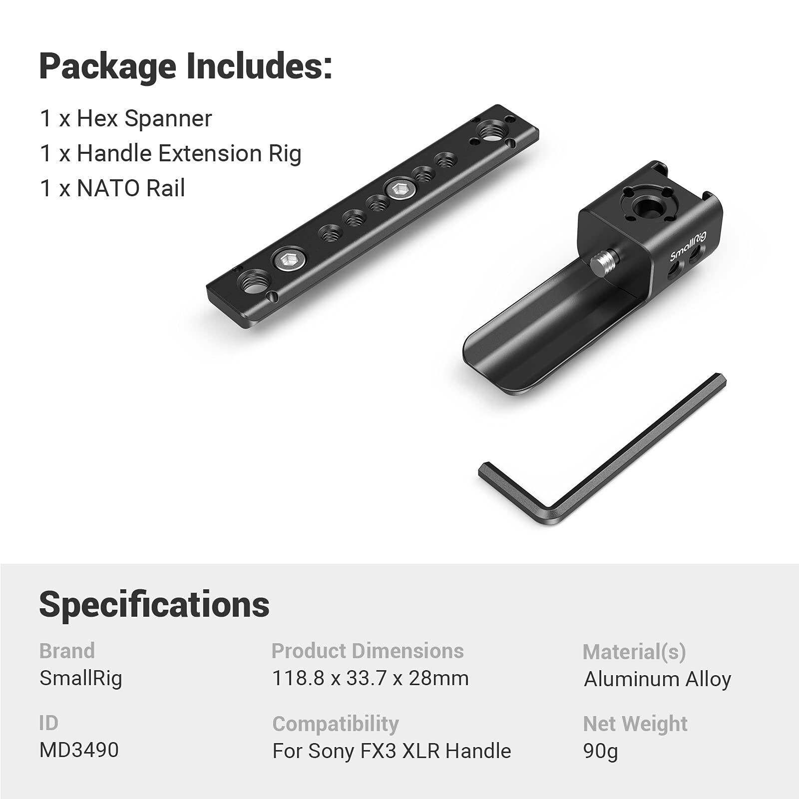 SmallRig FX3 XLR Camera Handle Extension Rig For Sony FX3 XLR MD3490