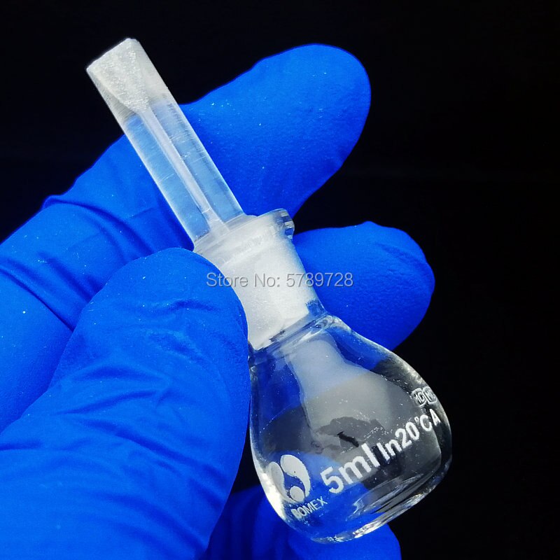 Picnómetro de vidrio para laboratorio, botella de gravedad en forma de bola, picnómetro sólido, equipo de laboratorio, cristalería, 5ml, 10ml, 25ml, 50ml, 100ml, 1 ud.