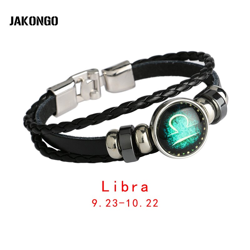 Maagd/boogschutter/waterman/schorpioen/weegschaal/steenbok 12 sterrenbeeld armband heren dames gevlochten leren armbanden & bangles: Weegschaal