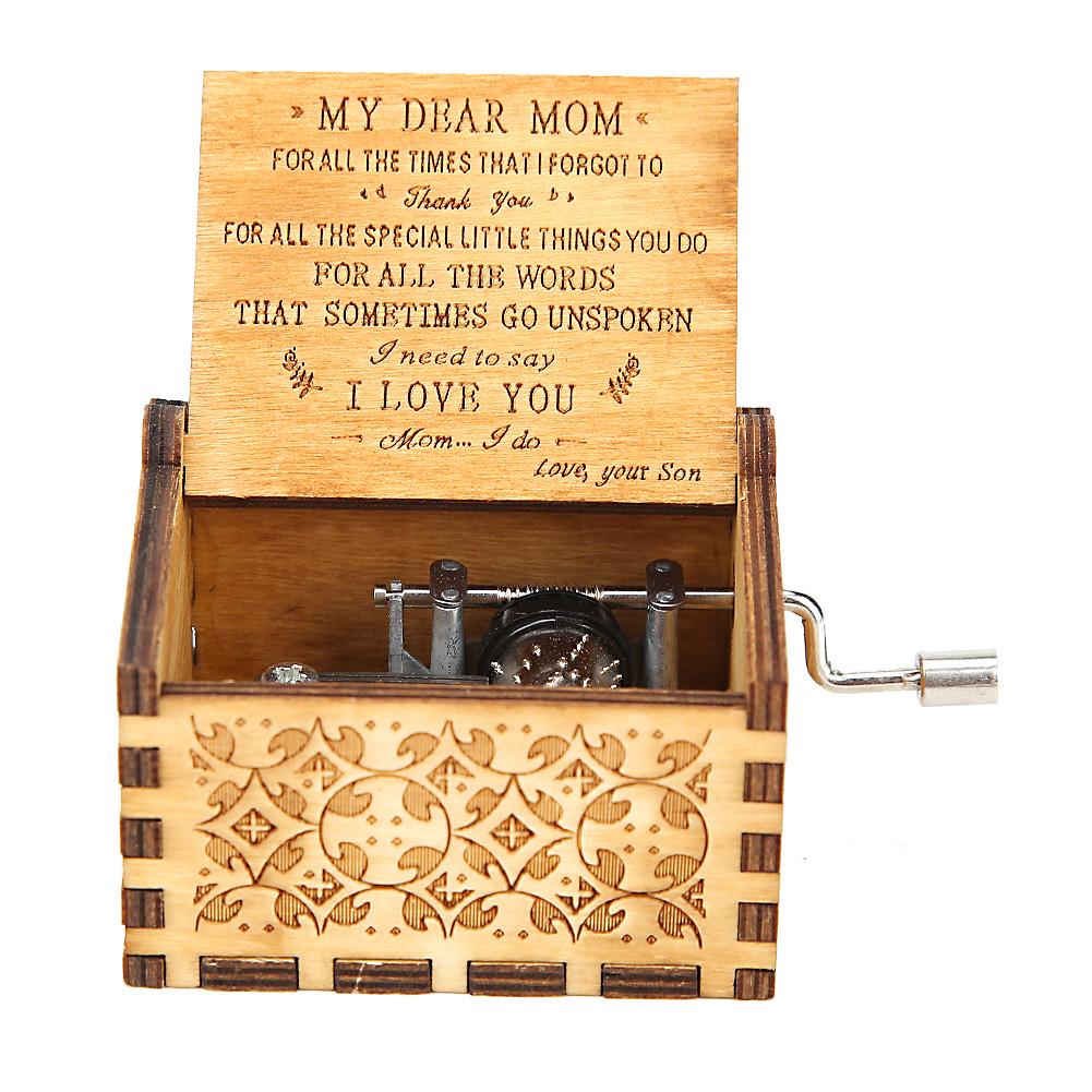 Retro Gesneden Houten Musical Box Hand Aangezwengeld Handleiding Verfijnde Elegante Muziek Dozen Kinderen Kid Verjaardag Decoratieve Aanwezig