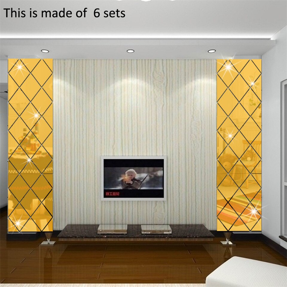 Home Decoratie Diy Ruit Spiegel Muurstickers Zelfklevende Verwijderbare Muurschildering Voor Woonkamer Badkamer Achtergrond Decor Decals