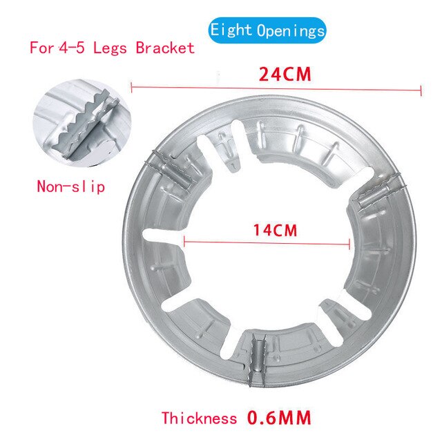 Energiebesparing Roestvrij Ijzer Verzamelen Fire Ring Verloopstuk Fornuis Pot Houder Winddicht Accessoires Gasfornuis Cover Eenvoudige Installatie: Eight Open