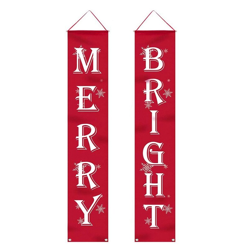 Christmas Porch Sign Bright and Merry Christmas Hanging Sign for Home Indoor Outdoor Porch Wall for Christmas Crafts: Default Title