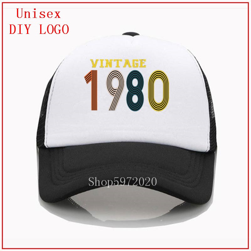 1980 vintage year hats for men snapback sun hats for women bucket hat baseball cap mens bassball caps best selling: 5black-white / Kids