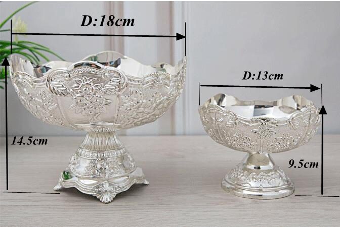 Platos de Metal para aperitivos, plato de postre, color caramelo, para decoración de mesa, Plata pequeña, Europa