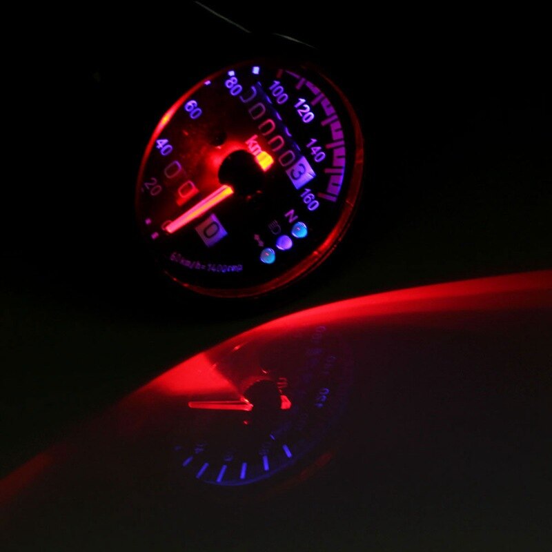 1pcs 12V Universal Motorcycle Speedometer Motor Odometer Dual Speedometer LED Indicator Dashboard