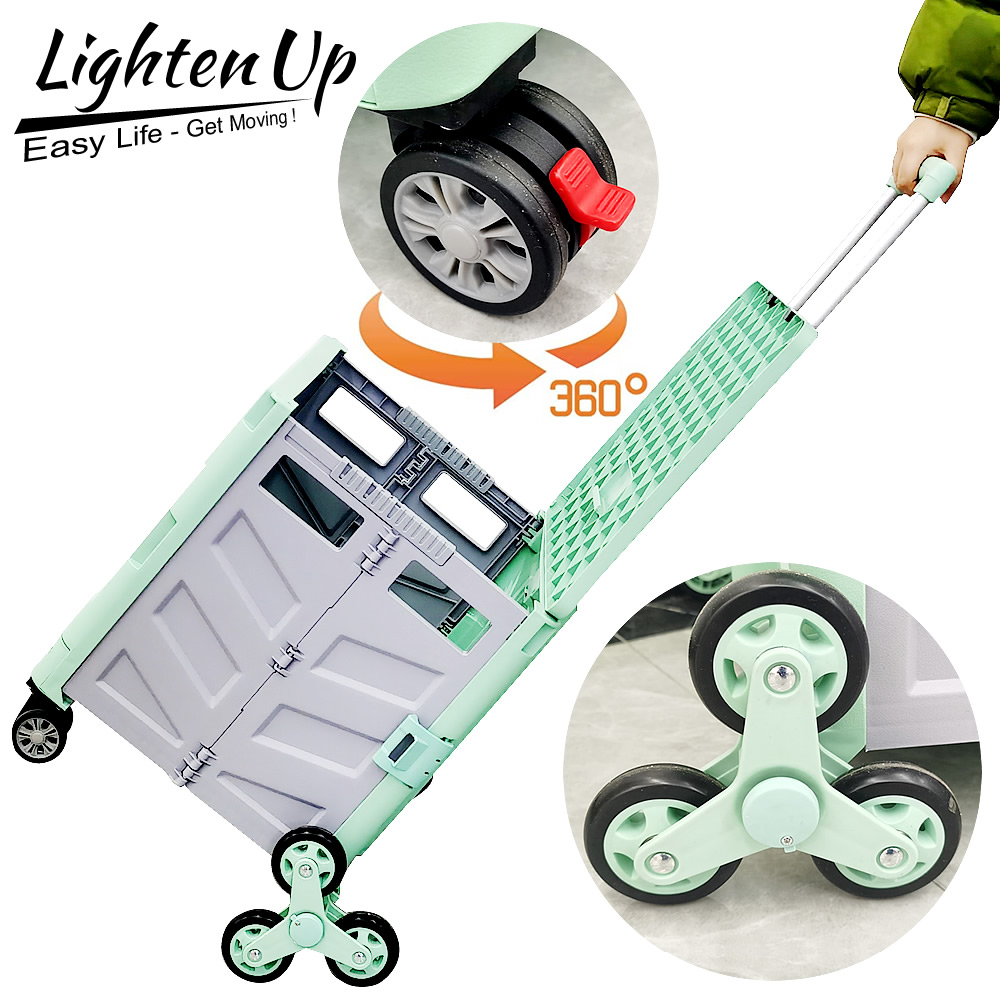 4-Wheel Folding Shopping Cart Wheeled Rolling Crate Multifunctional Handcart Folding Trolley With Telescopic Handle And Lid