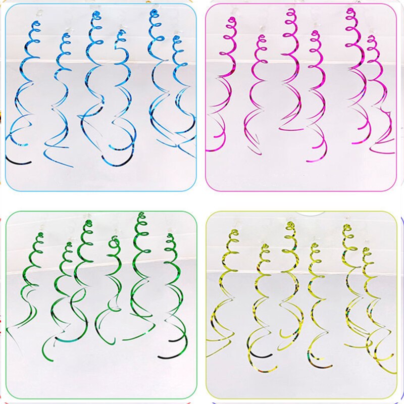6Pcs Halloween Decoration Ribbon Metallic Ceiling Hanging Streamers Swirl Sparkling Spiral Ornament For Wedding Birthday Party