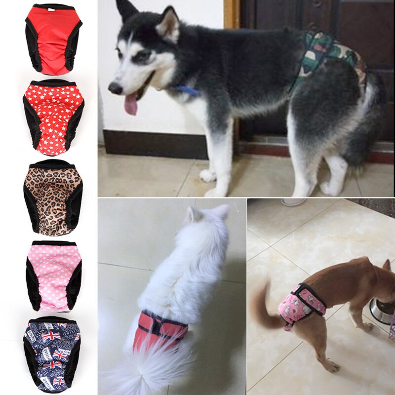 Hundblöja hona hane tvätt slitstark doggie blöjor byxor hund wraps doggy trosa husdjur underkläder sanitära kort fysiologisk y