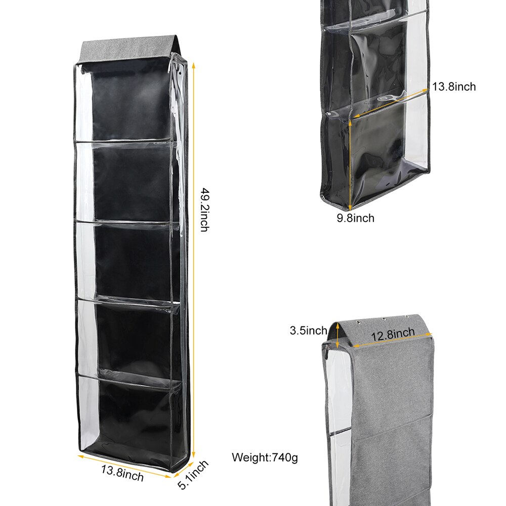Foldable Hanging Clothes Storage Wool Knitting Bag 5-Shelf Clear Yarn Wall Display Bulk Organizer Collapsible Display Holder