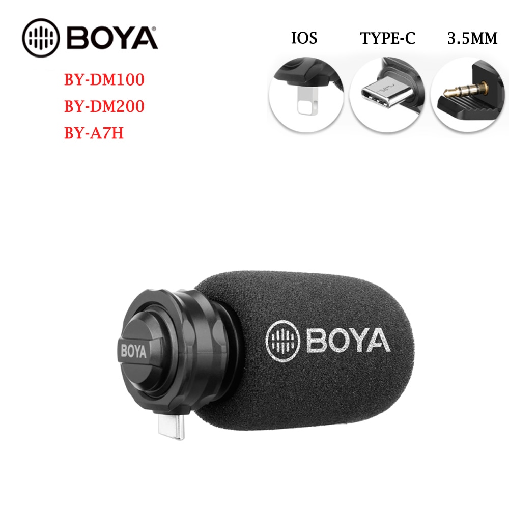 Boya BY-DM100/DM200/BY-A7H Digitale Stereo Cardioid Condensator Microfoon Superb Sound Voor Android Usb Type-C Apparaten opname