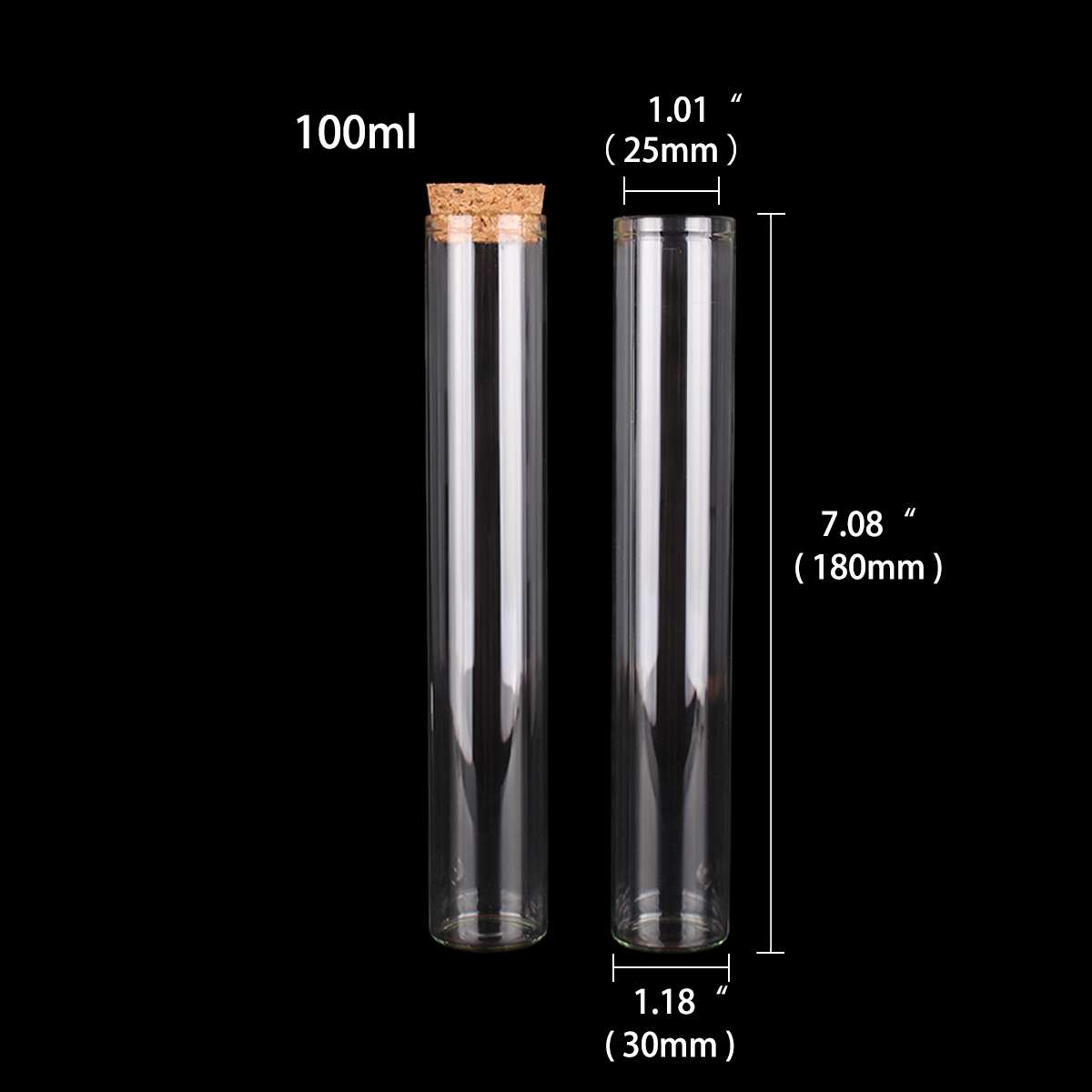12 pieces/lot 15ml 20ml 25ml 30ml 40ml 45ml 50ml 55ml 60ml Glass Test Tubes With Cork Stopper Wishing Bottles for Art DIY Crafts: WHITE