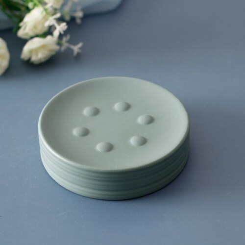 Green Bathroom Wash Set Ceramic Bathroom 6-piece Set Jewelry Box Cotton Swab Box Soap Dish Lotion Bottle Mouth Cup Toiletries: Soap dish