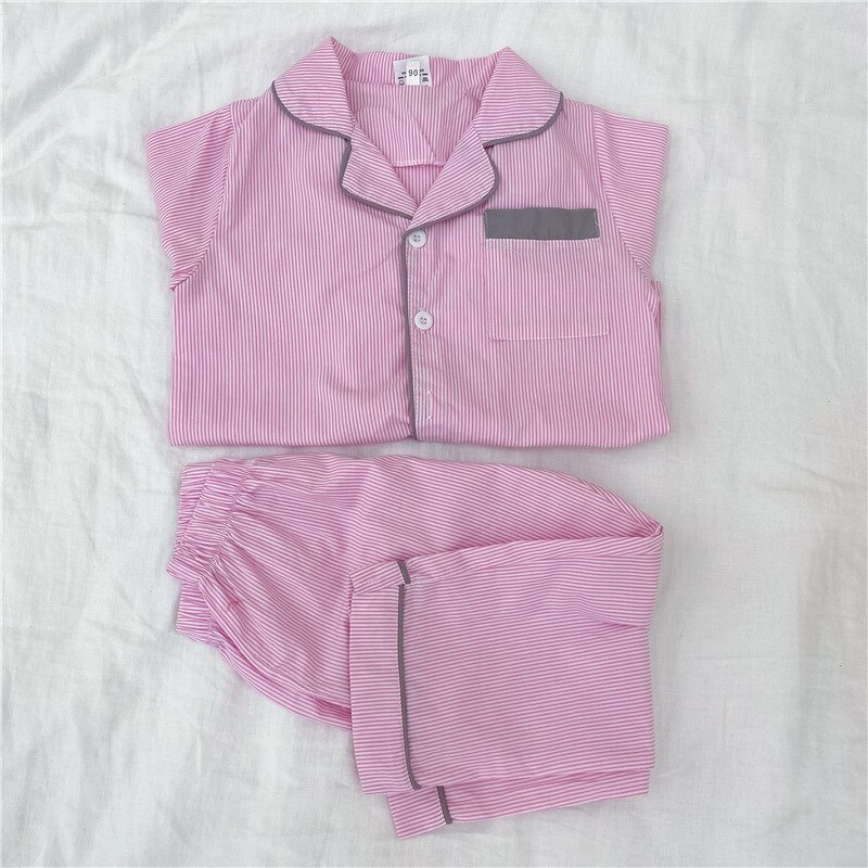 Lente/Herfst Kinderen Pyjama Set Dot Gedrukt Met Lange Mouwen Tops + Broek Pak Kinderen Pyjama Soft Katoen Ongedwongen Jongens meisjes Homewear: DM20690 Pink stripe / 3T