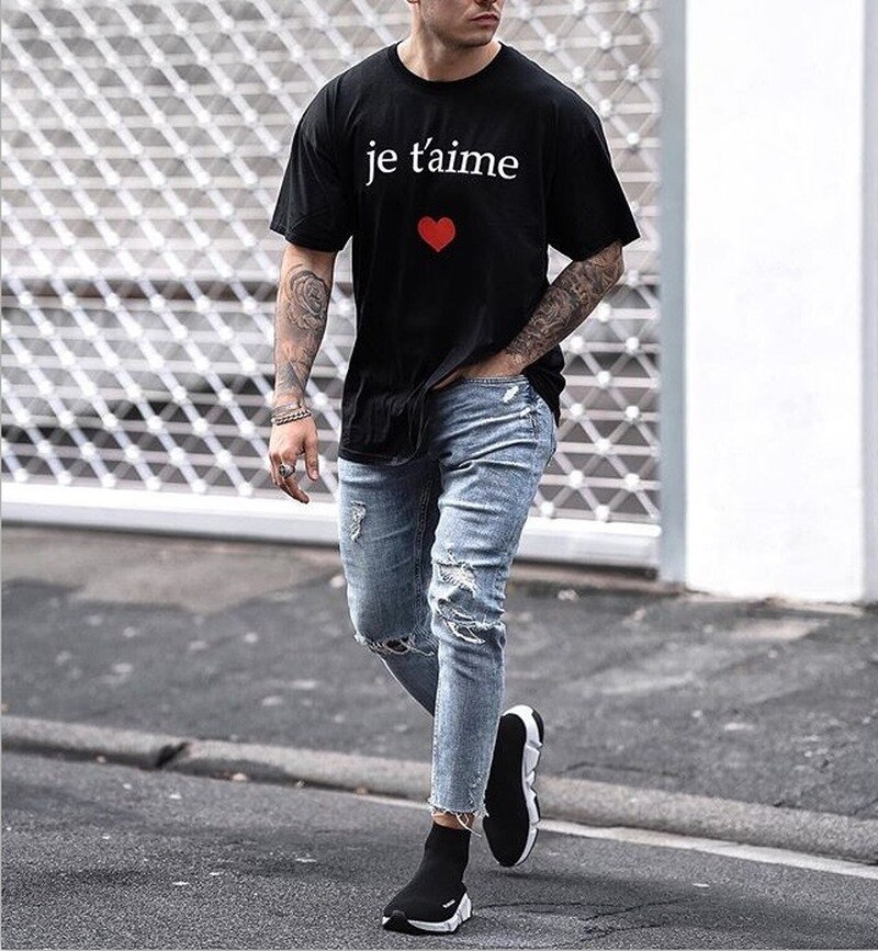 Pantalones vaqueros apretados hasta el tobillo para hombre, Vaqueros rasgados con cremallera, ropa de calle de pitillo con fondo cortado, color azul claro