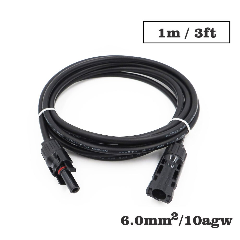 1 Pc X 6mm2 10AWG 3ft 6ft 9ft 15ft 30ft Pv Connector Extension Verbinding Tak Zwarte Parallelle Serie Verleng Kabel: 3ft
