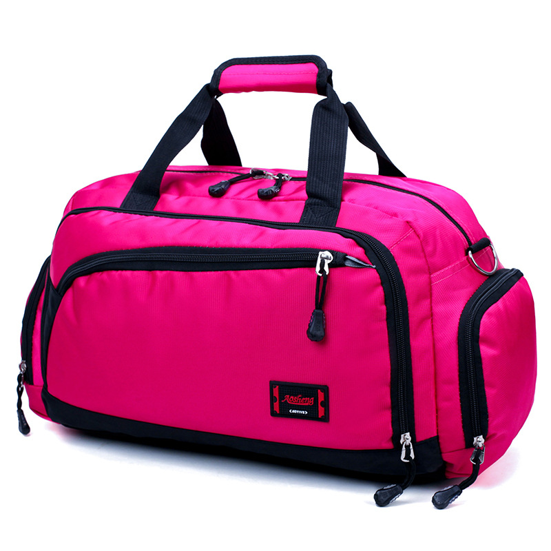 Waterdichte Nylon Reizen Handtas Mannen Mode Carry On Weekend Tassen Vintage Casual Duffel Schoudertassen Vrouwen Weekendtas: rose Red