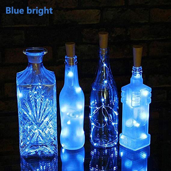 2M 20LED Solar Cork Wine Bottle Stopper Copper Wire String Lights Fairy Lamps Wedding Party DIY Decoration Light String: Blue
