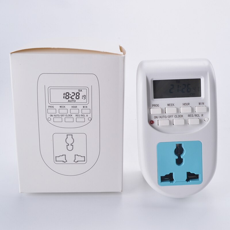 Digital Time Switch Timer With UK EU Socket Weekly Programmable Electronic Digital Timer Switch LCD Display 220V 50Hz 10A