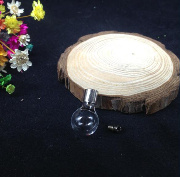 10pcs 13*26mm screw cap Ball glass vial jewelry Miniature Wishing Glass BOTTLE necklace pendant oil charm name on rice art
