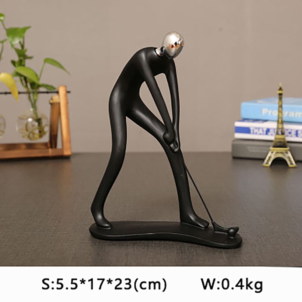 Harpiks sport mand golf cykel statue sorte figurer håndværk ornamenter enkel boligindretning vinskab dekorationer  d057: -en