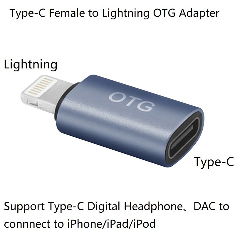 Lightning Male Naar Type-C Vrouwelijke Otg Adapter Voor Iphone 11 Pro Max,Xs Max,Xr, ipad Air, Ipod Ondersteuning USB-C Digitale Hoofdtelefoon Dac