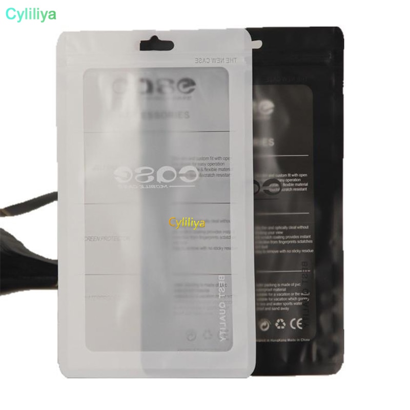 100Pcs 12X20cm Plastic zipper Bag Cell Phone Accessories Mobile Phone Case Cover Packaging Package Bag for iPhone 8 7 6S 6 Plus