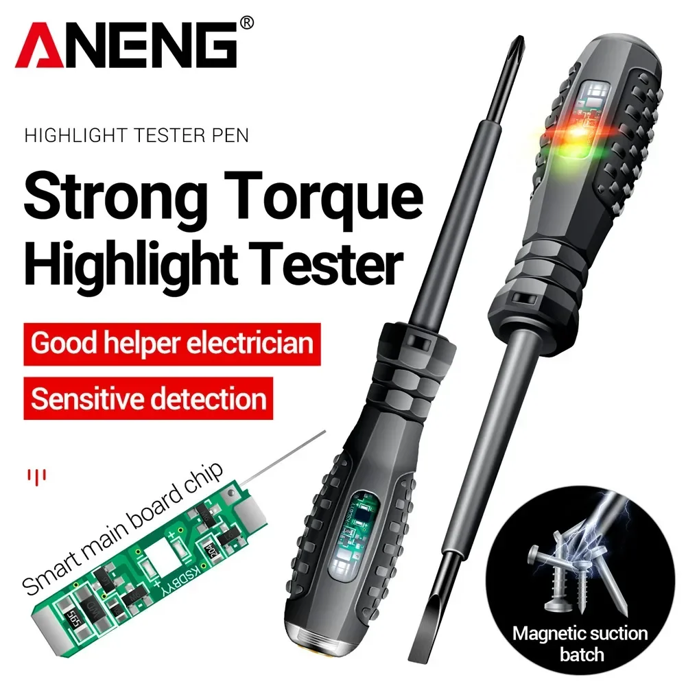 Caneta testadora elétrica ANENG B05 com indicador de tensão, caneta testadora com fenda + Phillips, chave de fenda multifuncional, ferramentas para eletricista