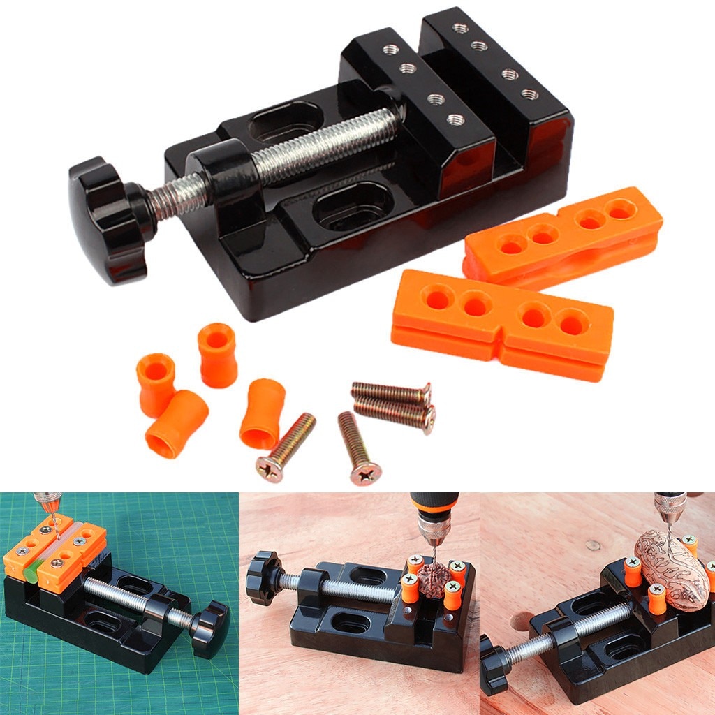 Undefined 1 set Black Jaw Bench Clamp Mini Drill Press Vice Micro Clip Opening Parallel Table Flat Vise DIY Tools 13.5x6.5x3.6cm
