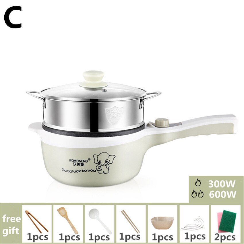 2L Mini Rice Cooker Non-stick Cooking Pot Portable Electric Cooker MultiCookers With Steamer Kitchen Cooker Tools: C model