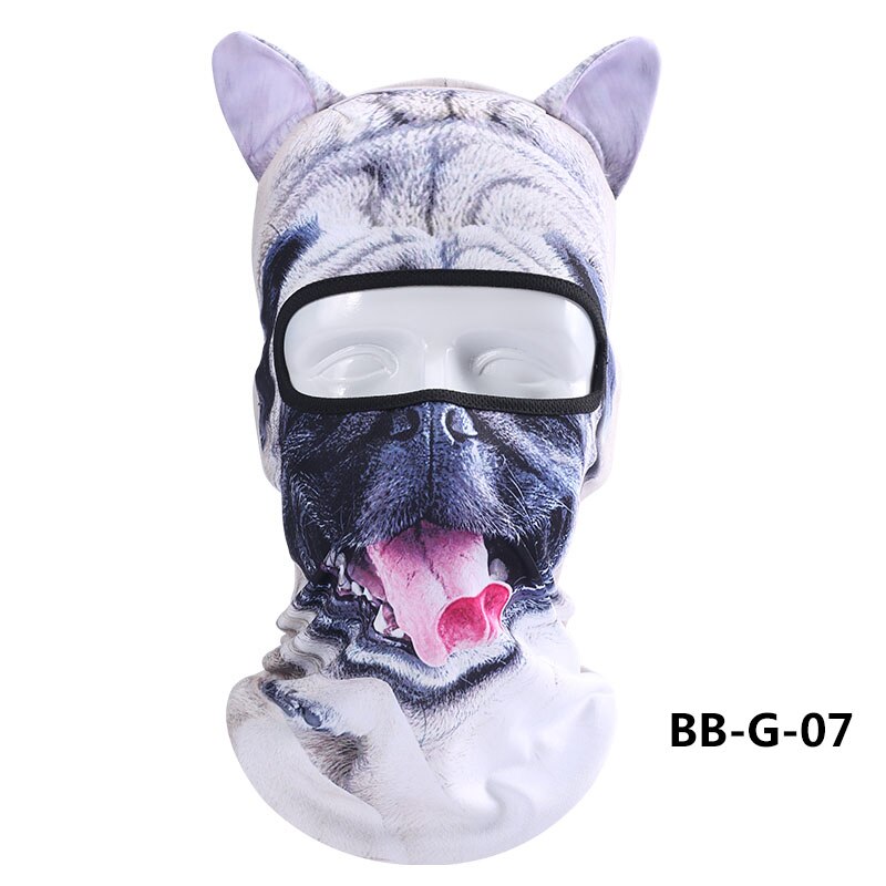 Dammsäker djurmönster huvudbonader med öra katt hund lejon män kvinnor hel ansiktsmask balaclava huva täcka hals halsduk hattar: Bb-g -07