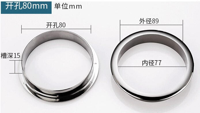 2pcs plastic wire hole cover 60mm Round grommet for computer table pc desk cable outlet Port wire protector cabinet vent system: 80mm  silver