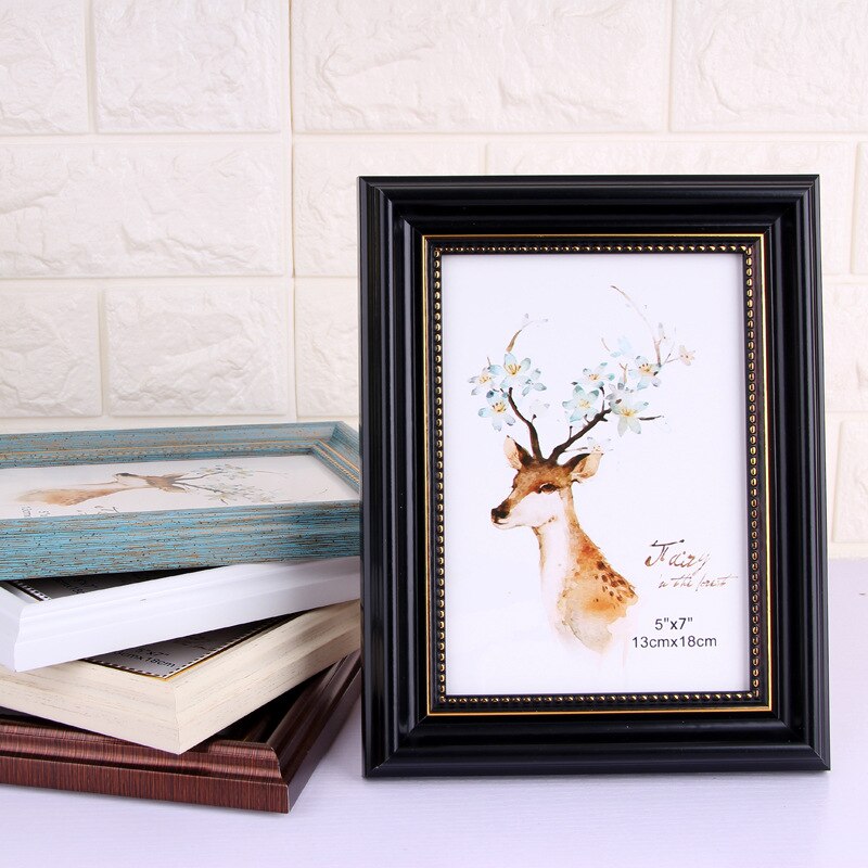6/8/10 inch Vintage Gilding European Wedding Deer Flower Fairytale Photo Frame Table Wall Hanging Handmade Home Decor: Black / 10 inch