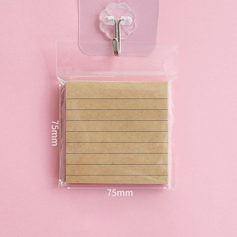 80 Sheets Office Memo Pad Sticker Index Sticky Notes Eenvoud Kraftpapier Briefpapier Zelfklevende Plakken Blank Memorandum: Kraft Paper Line